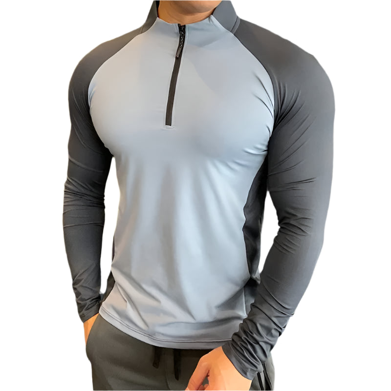Mens Fitness Trainer Training Tshirts Tops Gym Workout Compression Sweatshirt for Running Football Jersey High Collar Sportswear