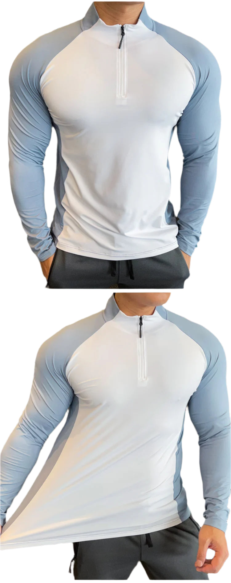 Mens Fitness Trainer Training Tshirts Tops Gym Workout Compression Sweatshirt for Running Football Jersey High Collar Sportswear