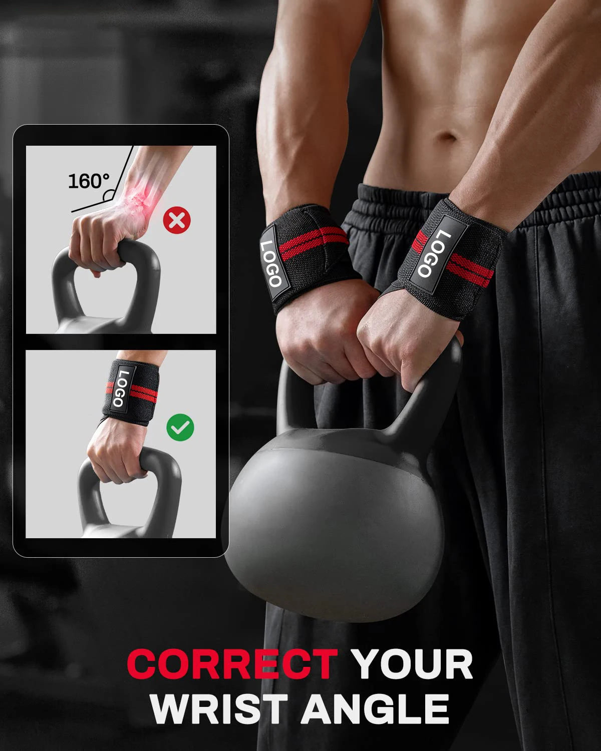 1 Pair Wristband Wrist Support Brace Straps For Extra Strength