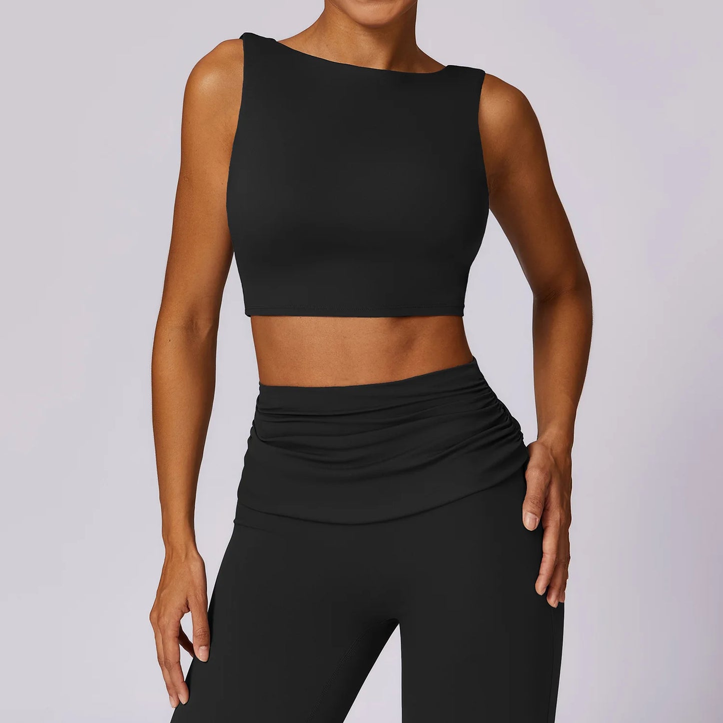 Women's Open Back Slim Fit Fitness Crop Tank Top