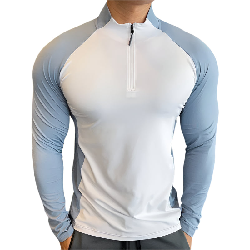 Mens Fitness Trainer Training Tshirts Tops Gym Workout Compression Sweatshirt for Running Football Jersey High Collar Sportswear