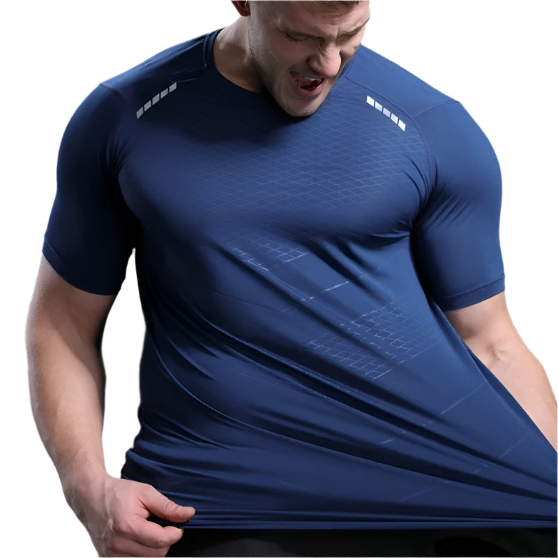 Men Thin Ice Silk Tops Running Short-sleeved Sports T-shirt