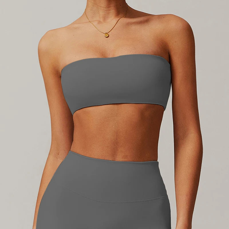 Women's Strapless Sports Bra Gym Top