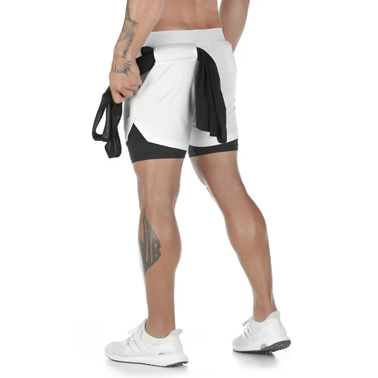 Men's 2 In 1 Quick Dry Gym Workout Shorts