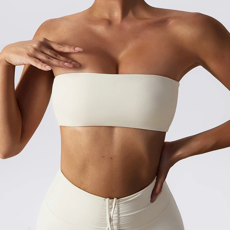 Women's Strapless Sports Bra Gym Top