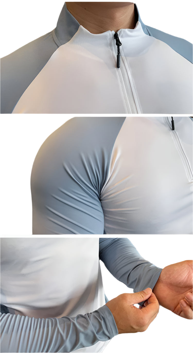 Mens Fitness Trainer Training Tshirts Tops Gym Workout Compression Sweatshirt for Running Football Jersey High Collar Sportswear