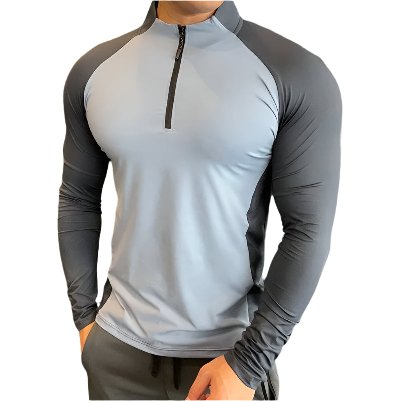 Mens Fitness Trainer Training Tshirts Tops Gym Workout Compression Sweatshirt for Running Football Jersey High Collar Sportswear