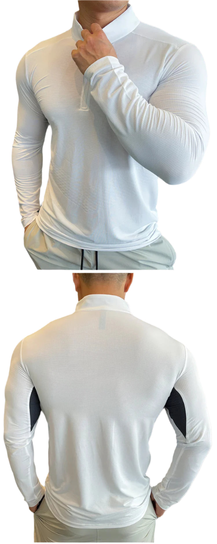 Mens Fitness Trainer Training Tshirts Tops Gym Workout Compression Sweatshirt for Running Football Jersey High Collar Sportswear