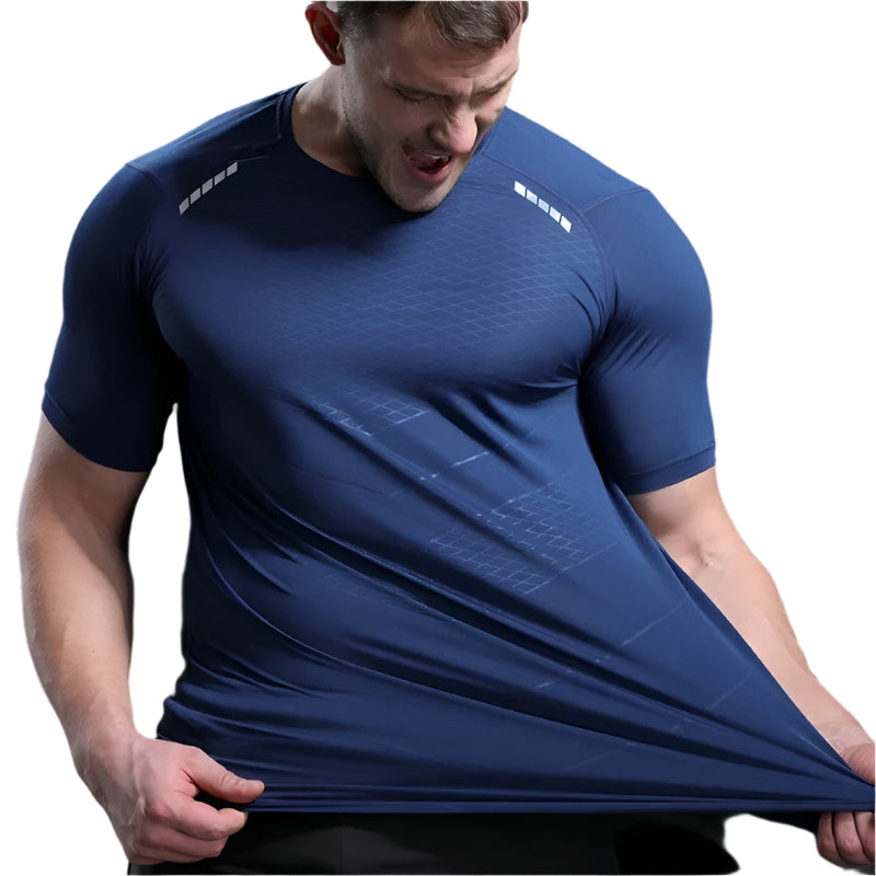 Men Thin Ice Silk Tops Running Short-sleeved Sports T-shirt