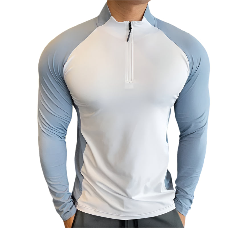 Mens Fitness Trainer Training Tshirts Tops Gym Workout Compression Sweatshirt for Running Football Jersey High Collar Sportswear