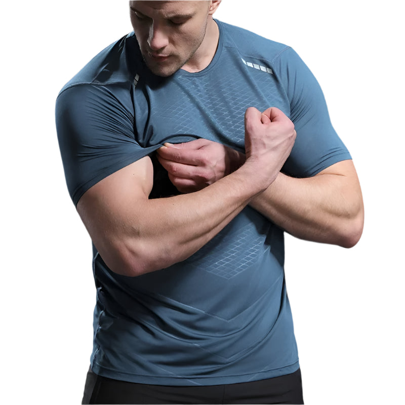 Men Thin Ice Silk Tops Running Short-sleeved Sports T-shirt