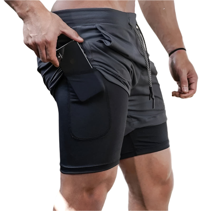 Men's 2 In 1 Quick Dry Gym Workout Shorts