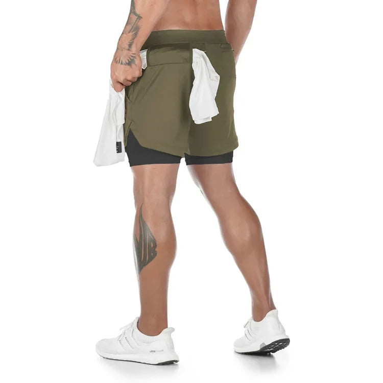 Men's 2 In 1 Quick Dry Gym Workout Shorts