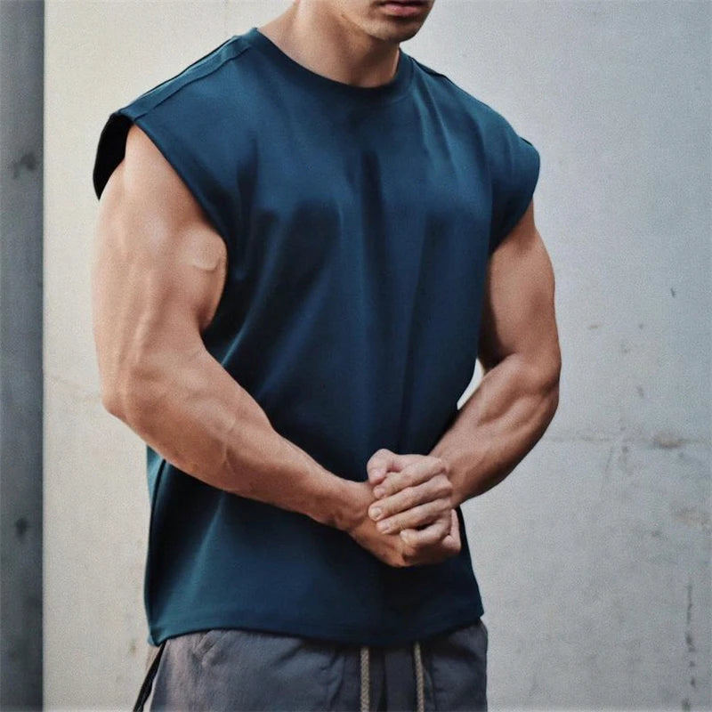 Cotton Sport T-shirt Bodybuilding Slim Shirts Sleeveless Tank Tops