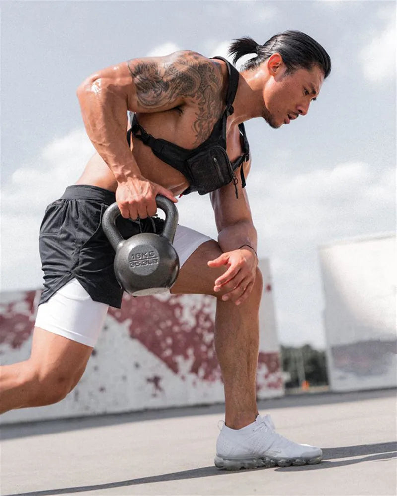 Men's 2 In 1 Quick Dry Gym Workout Shorts