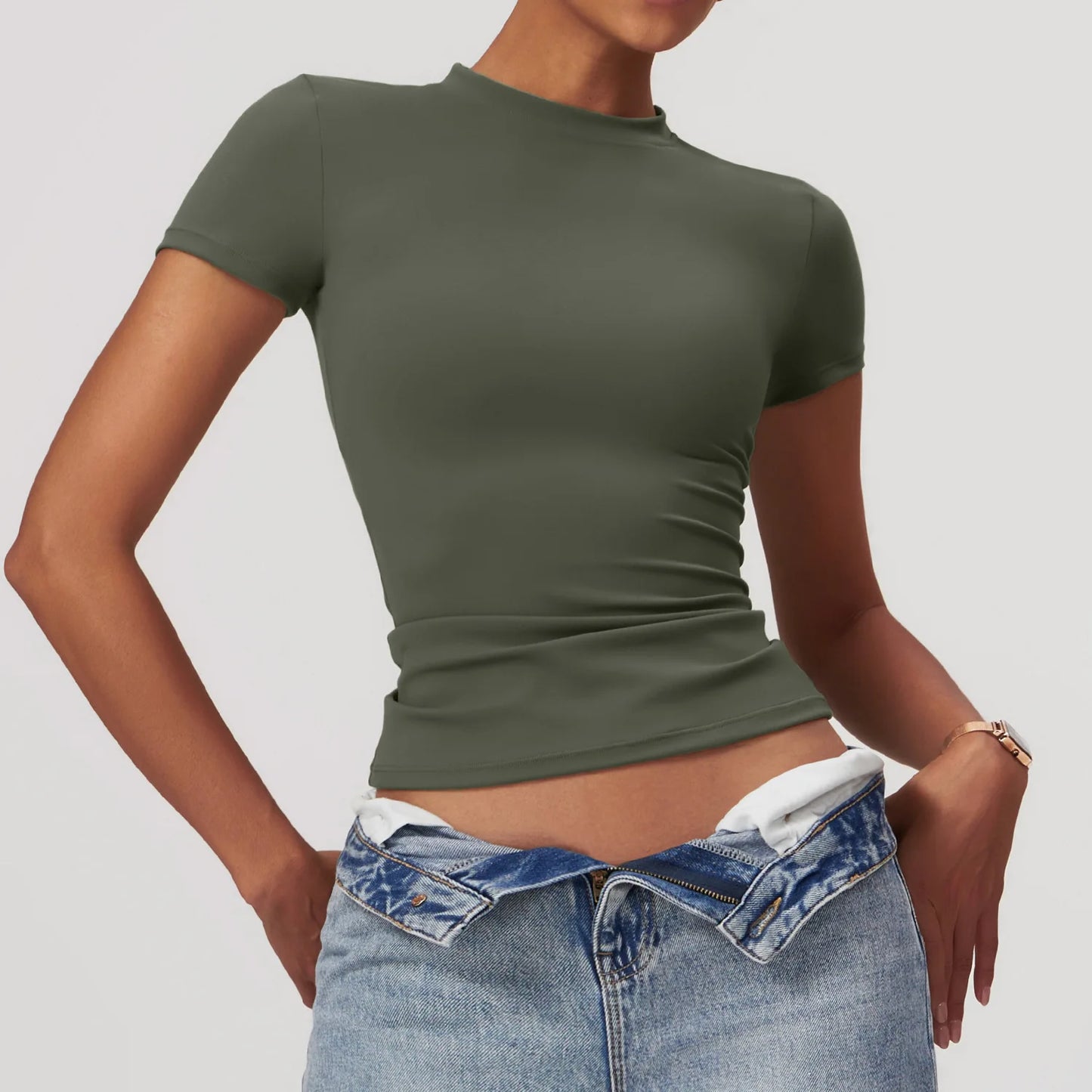Women's T Shirt Short Sleeve Breathable Stretchy Slim Active Tee