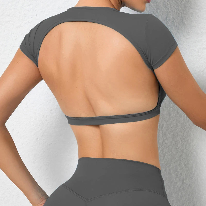 Womens Open-Back Crop Top