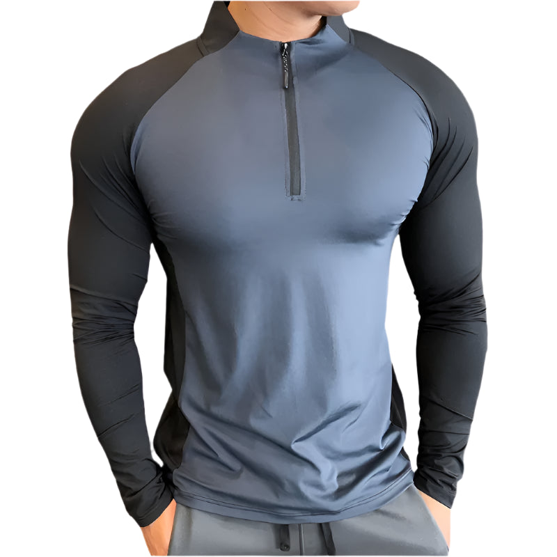 Mens Fitness Trainer Training Tshirts Tops Gym Workout Compression Sweatshirt for Running Football Jersey High Collar Sportswear