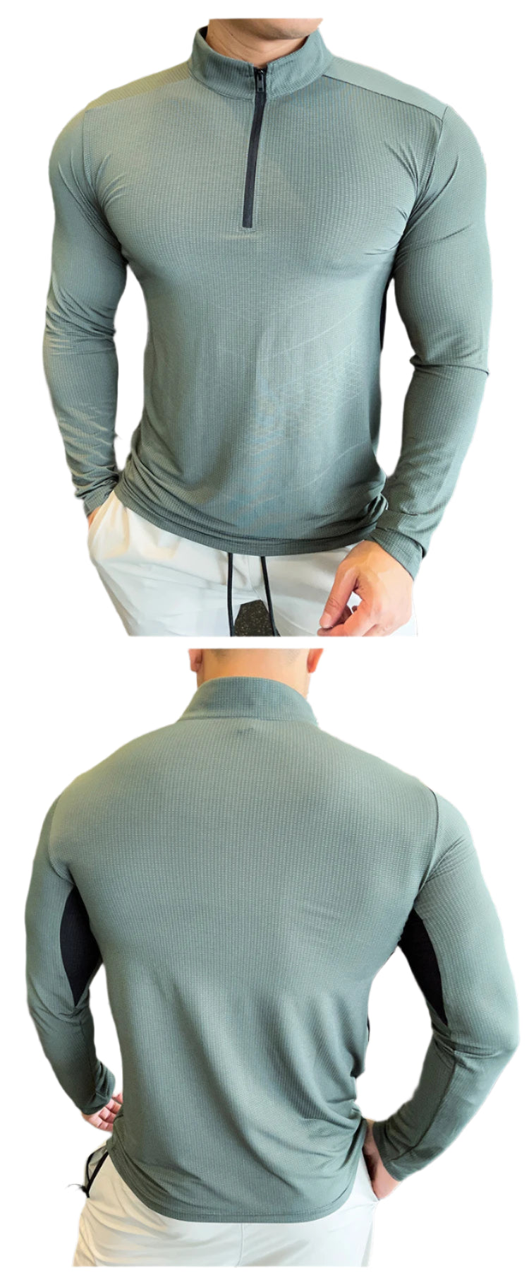 Mens Fitness Trainer Training Tshirts Tops Gym Workout Compression Sweatshirt for Running Football Jersey High Collar Sportswear