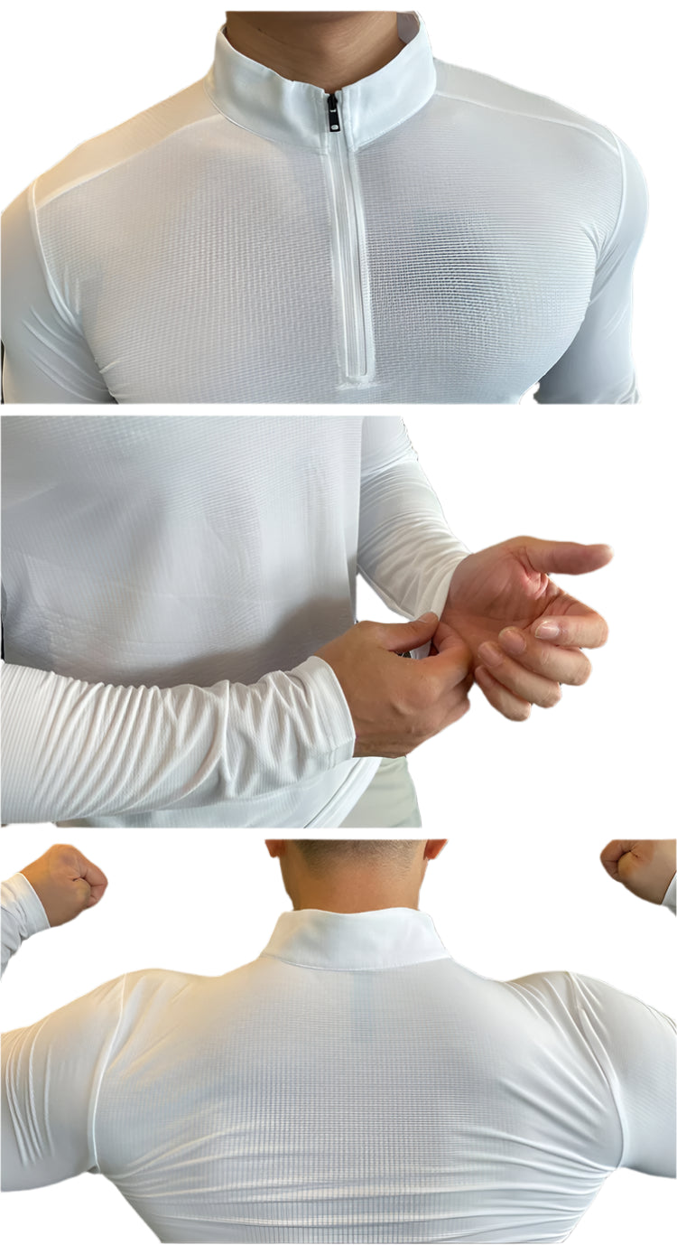 Mens Fitness Trainer Training Tshirts Tops Gym Workout Compression Sweatshirt for Running Football Jersey High Collar Sportswear