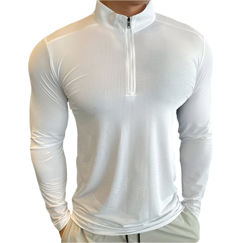 Mens Fitness Trainer Training Tshirts Tops Gym Workout Compression Sweatshirt for Running Football Jersey High Collar Sportswear