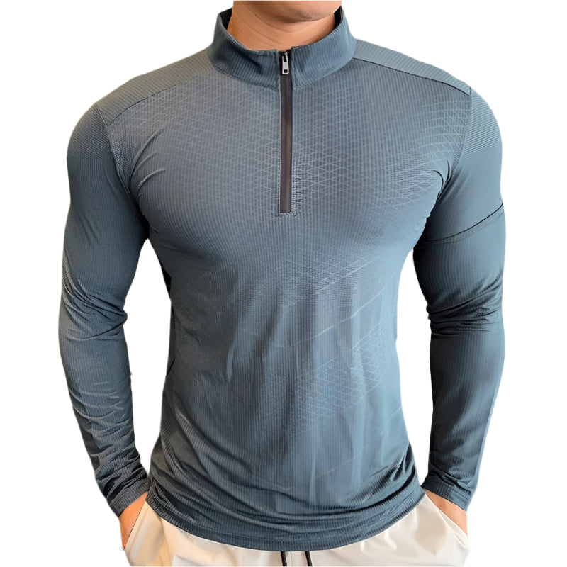 Mens Fitness Trainer Training Tshirts Tops Gym Workout Compression Sweatshirt for Running Football Jersey High Collar Sportswear