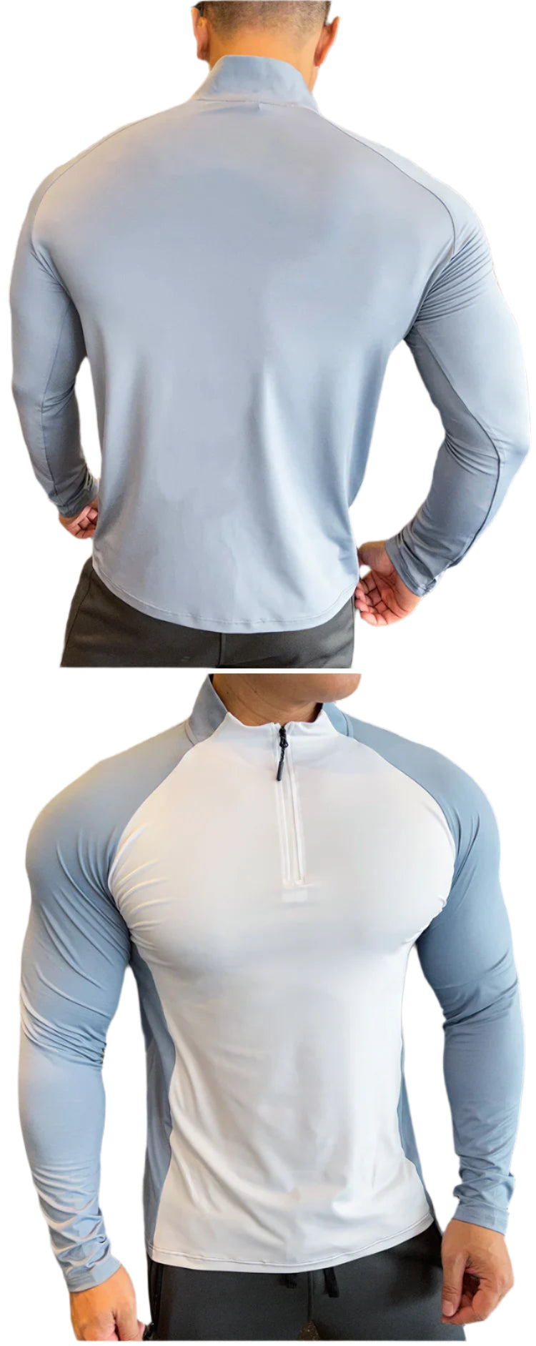 Mens Fitness Trainer Training Tshirts Tops Gym Workout Compression Sweatshirt for Running Football Jersey High Collar Sportswear